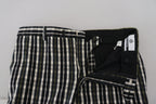 Black Checkered Cotton Casual Pants