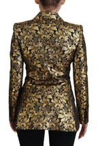 Schwarzgoldener Jacquard-Mantel Blazer Jacke