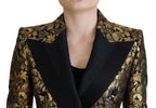 Schwarzgoldener Jacquard-Mantel Blazer Jacke