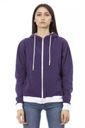 Lila Damen-Sweatshirt aus Baumwolle mit verstellbarer Kapuze