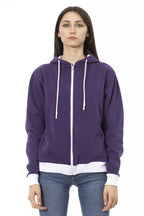 Lila Damen-Sweatshirt aus Baumwolle mit verstellbarer Kapuze