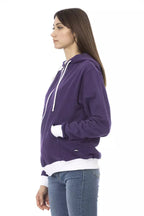 Lila Damen-Sweatshirt aus Baumwolle mit verstellbarer Kapuze