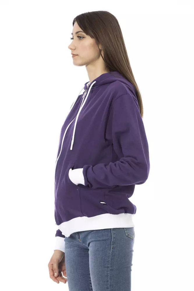 Lila Damen-Sweatshirt aus Baumwolle mit verstellbarer Kapuze