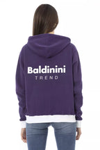 Lila Damen-Sweatshirt aus Baumwolle mit verstellbarer Kapuze