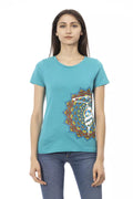 Hellblaues Baumwoll-T-Shirt für Damen