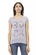 Graues Damen-T-Shirt aus Baumwolle