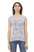 Graues Damen-T-Shirt aus Baumwolle