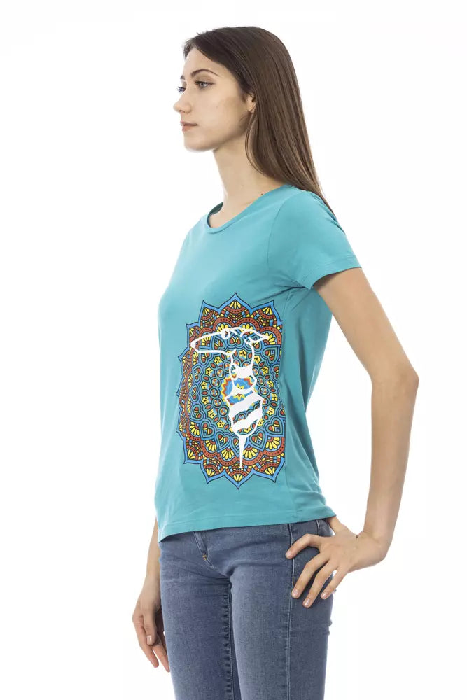 Hellblaues Baumwoll-T-Shirt für Damen