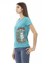 Hellblaues Baumwoll-T-Shirt für Damen
