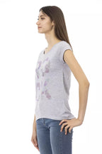 Graues Damen-T-Shirt aus Baumwolle