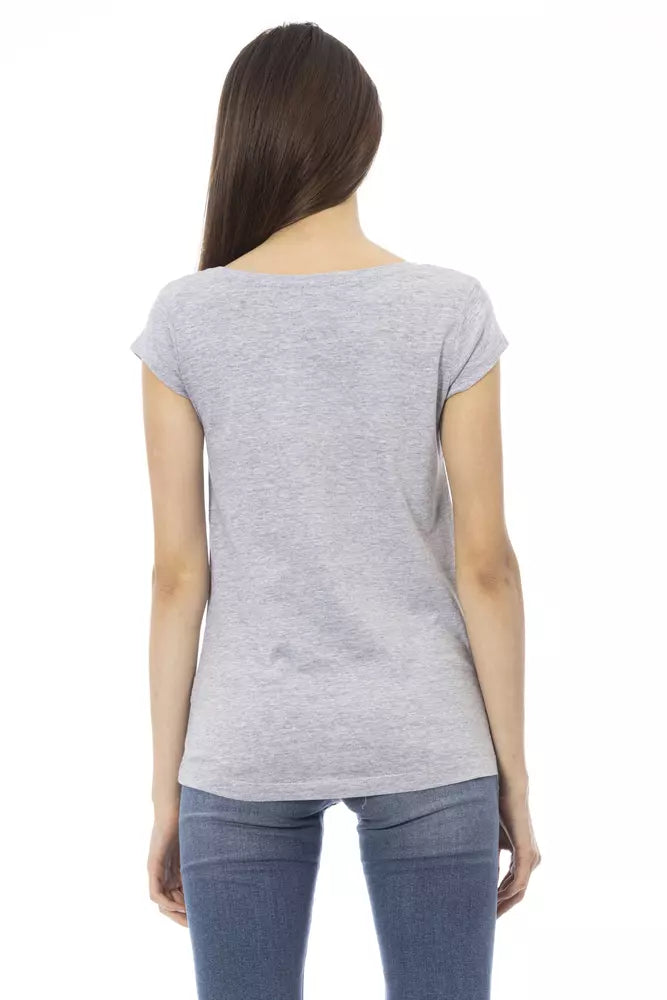 Graues Damen-T-Shirt aus Baumwolle