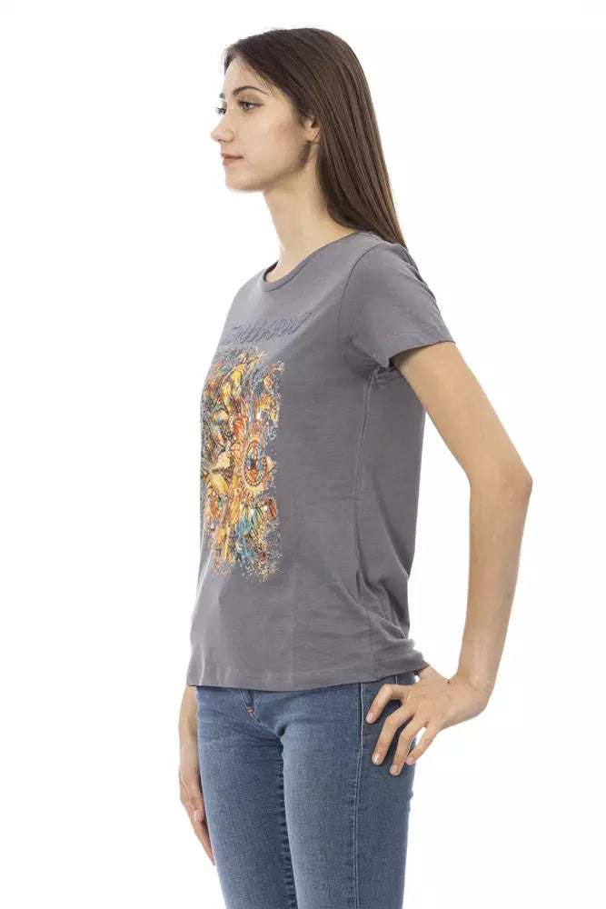 Gray Cotton Women's T-Shirt