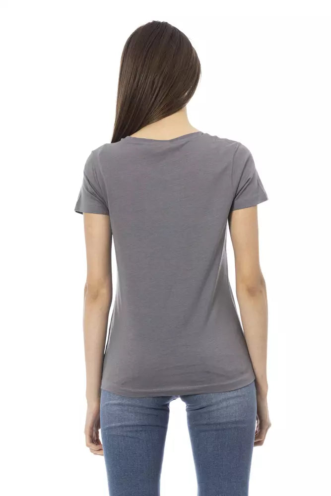 Gray Cotton Women's T-Shirt