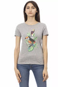 Maglietta in cotone grigio da donna