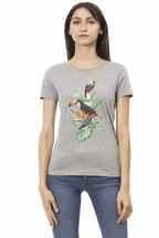Maglietta in cotone grigio da donna