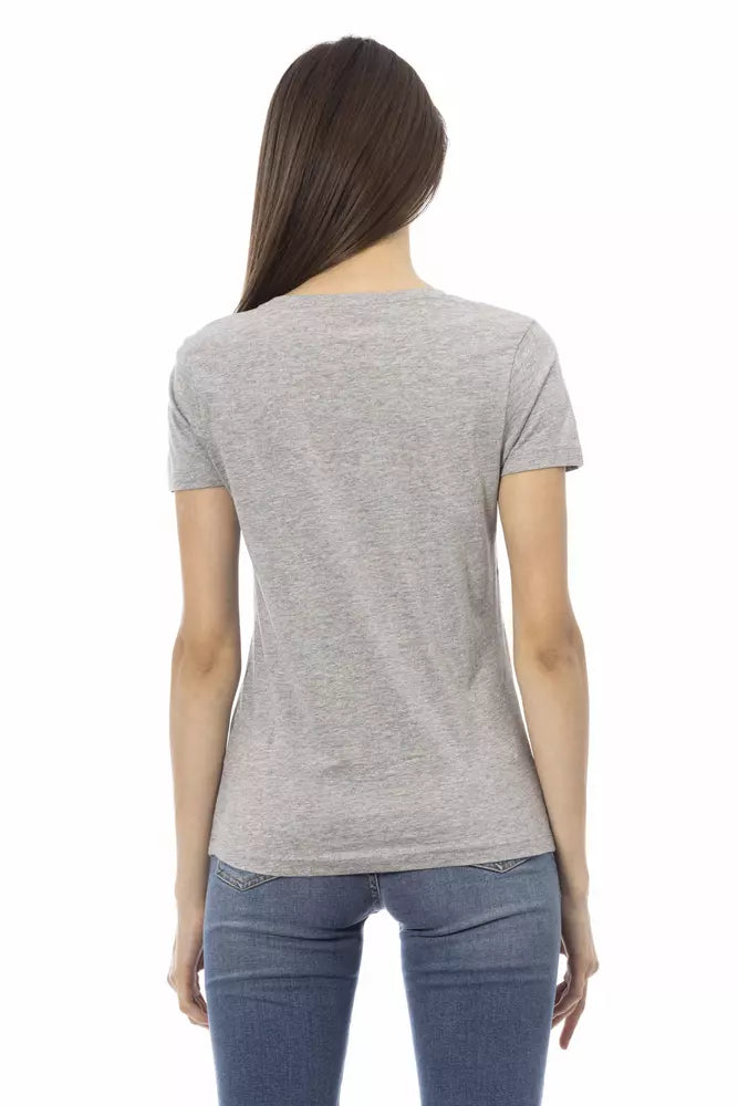 Maglietta in cotone grigio da donna