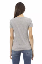 Maglietta in cotone grigio da donna