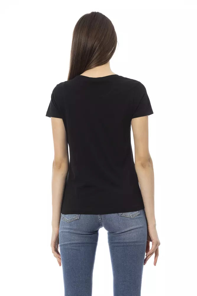 T-shirt da donna in cotone nero