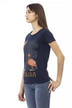 Blaues Baumwoll-T-Shirt für Damen