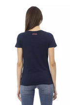 Blaues Baumwoll-T-Shirt für Damen