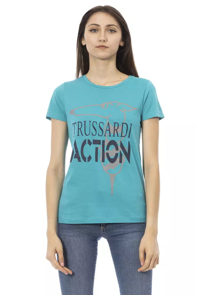 Light Blue Cotton Women's T-Shirt