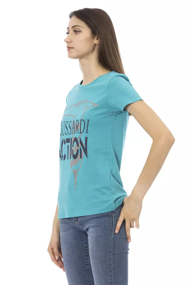 Light Blue Cotton Women's T-Shirt
