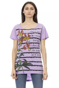 Lila Baumwoll-T-Shirt für Damen