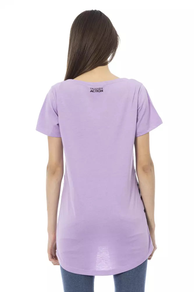 Lila Baumwoll-T-Shirt für Damen