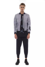 Gray Polyester Men Bomber Jacket