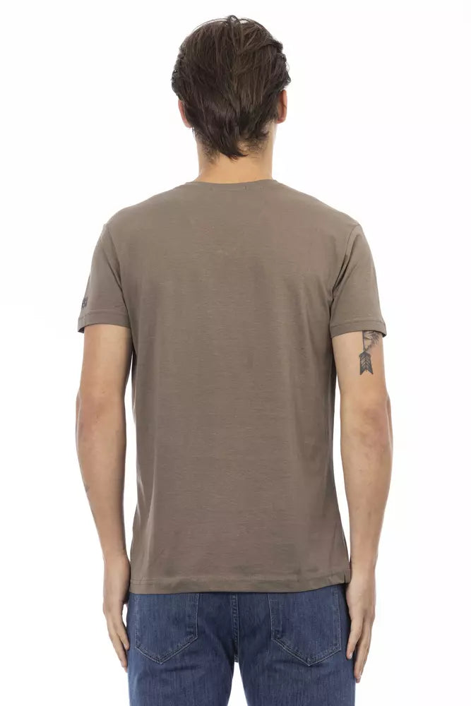 Braunes Baumwoll-Herren-V-Ausschnitt-T-Shirt