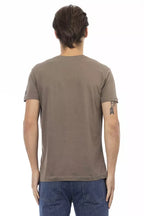 Braunes Baumwoll-Herren-V-Ausschnitt-T-Shirt