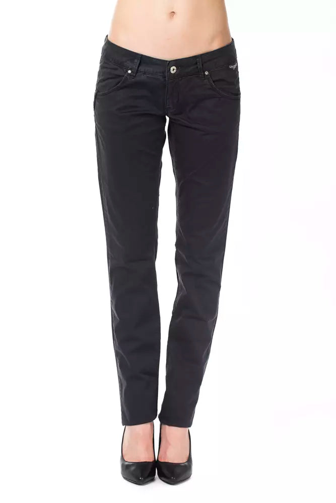 Damen-Stoffhose aus Baumwolle, Blau, normale Passform
