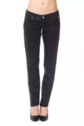 Damen-Stoffhose aus Baumwolle, Blau, normale Passform