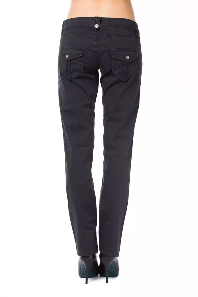 Damen-Stoffhose aus Baumwolle, Blau, normale Passform