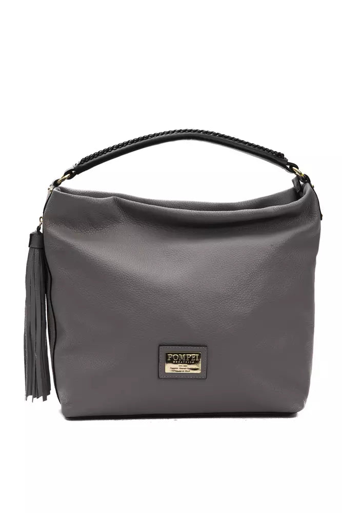Damen-Umhängetasche aus grauem Leder