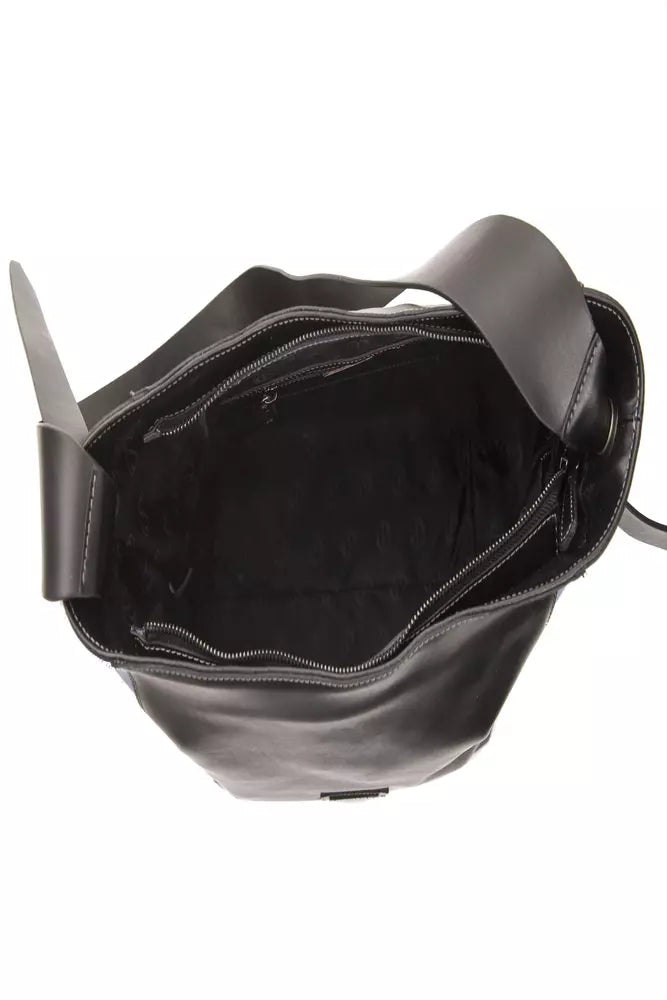 Schwarze Schultertasche aus Leder für Damen