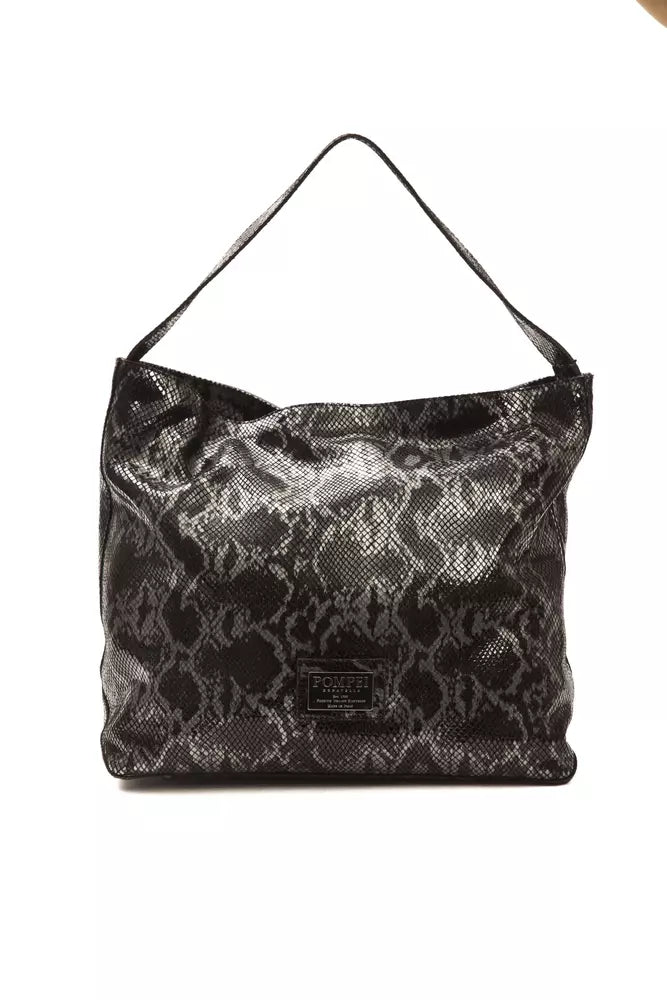 Graue Damen-Schultertasche aus Leder