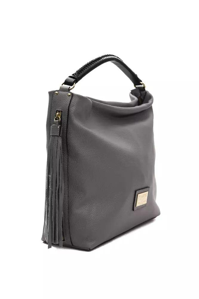 Damen-Umhängetasche aus grauem Leder