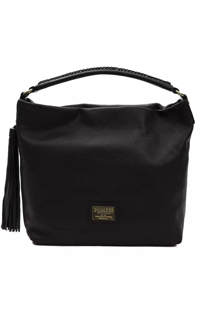 Schultertasche für Damen aus schwarzem Leder