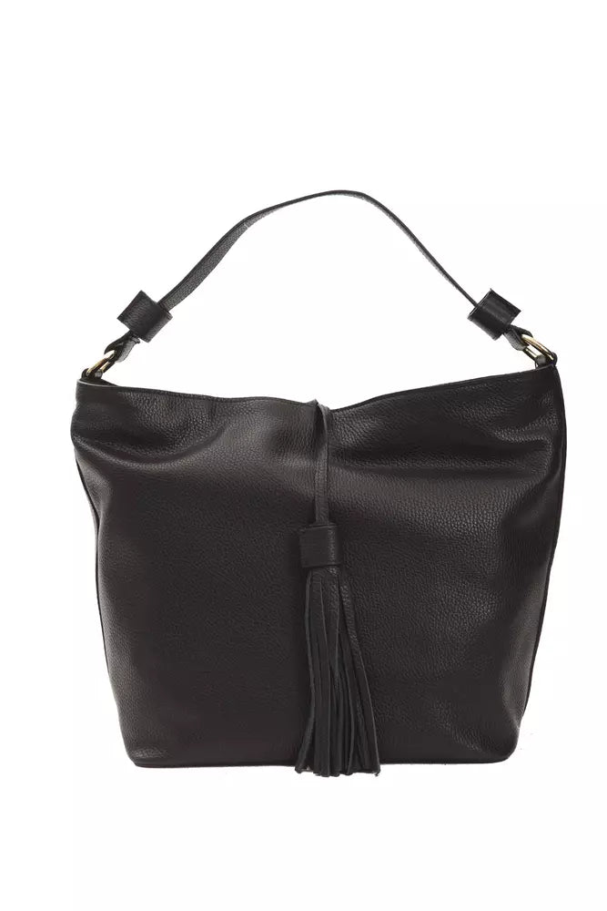 Schwarze Damen-Umhängetasche aus Leder