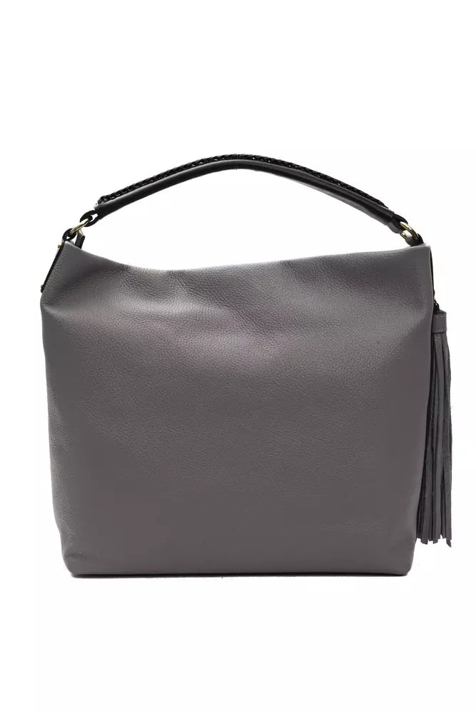 Damen-Umhängetasche aus grauem Leder