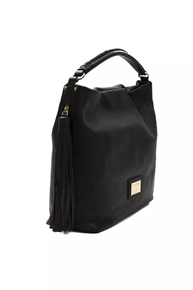 Schultertasche für Damen aus schwarzem Leder