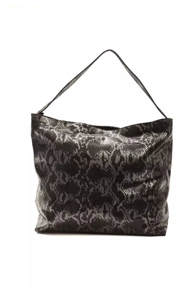 Graue Damen-Schultertasche aus Leder