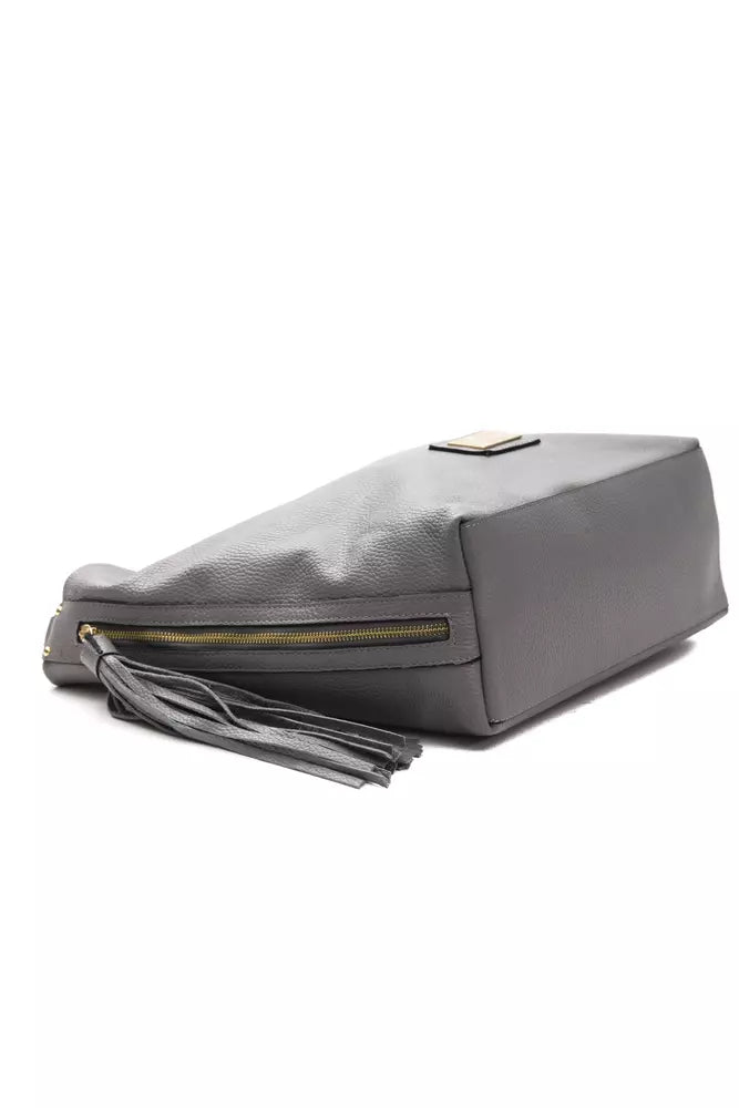 Damen-Umhängetasche aus grauem Leder