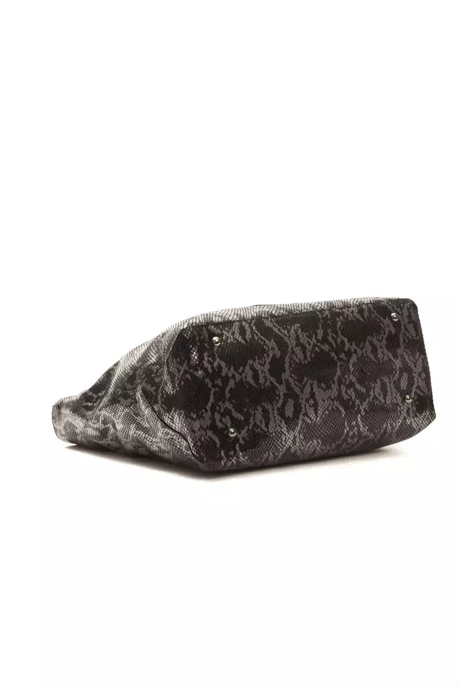 Graue Damen-Schultertasche aus Leder