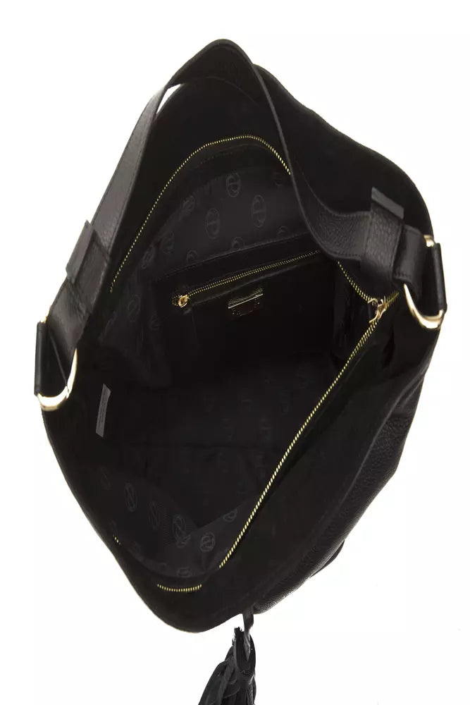 Schwarze Damen-Umhängetasche aus Leder