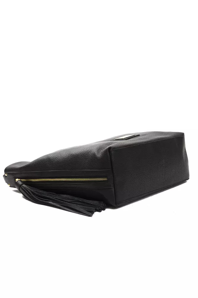 Schultertasche für Damen aus schwarzem Leder