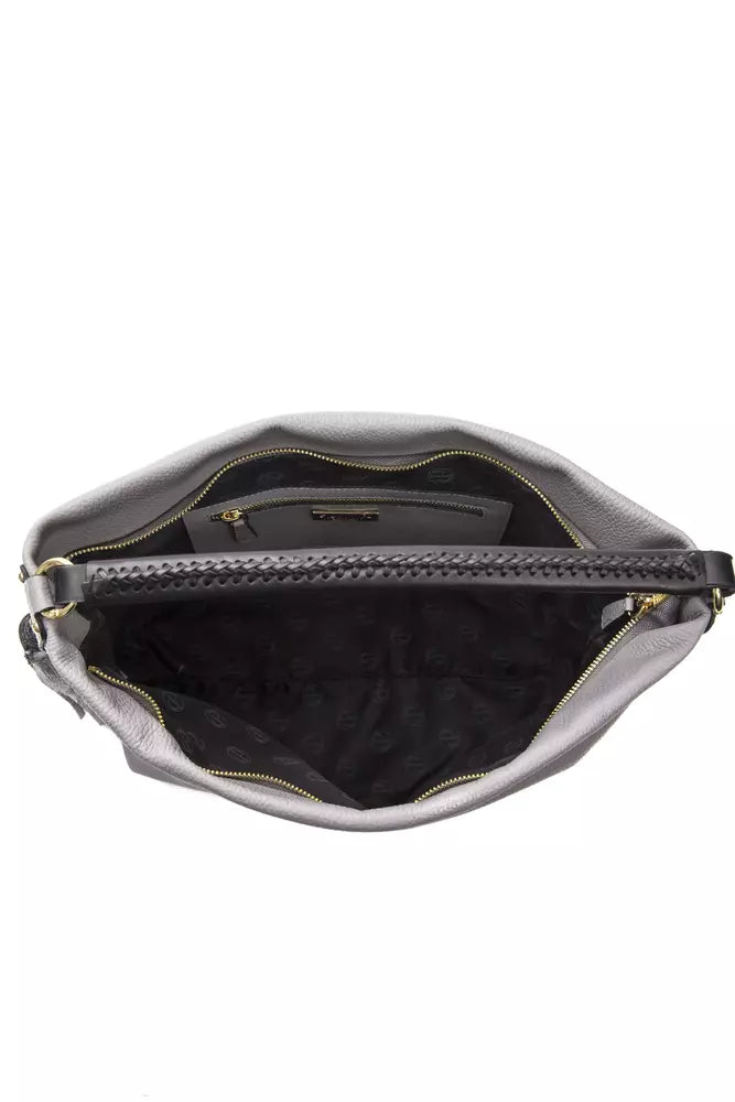 Damen-Umhängetasche aus grauem Leder