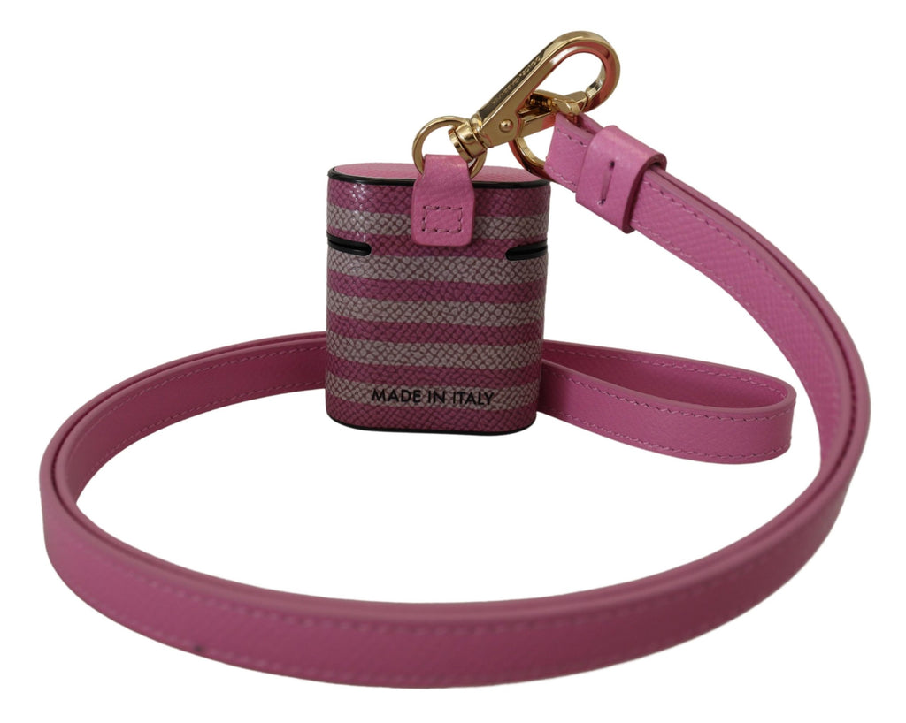 Pink Black Lederarmband Gold Metall Logo Airpods Case