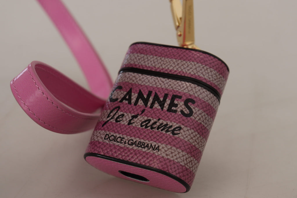 Pink Black Lederarmband Gold Metall Logo Airpods Case